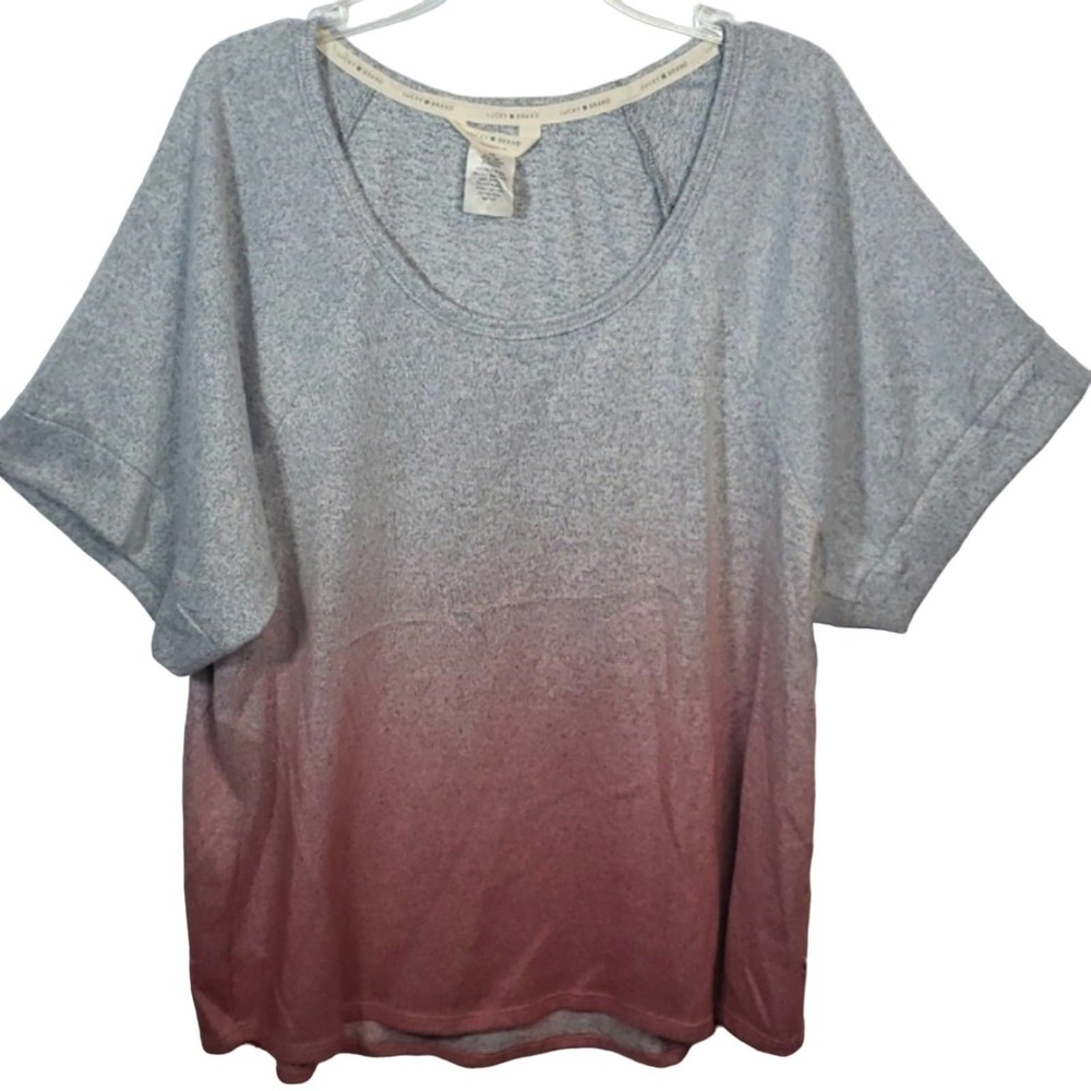 Lucky Brand Ombre Lounge Top Pink Gray Sz M Stretch